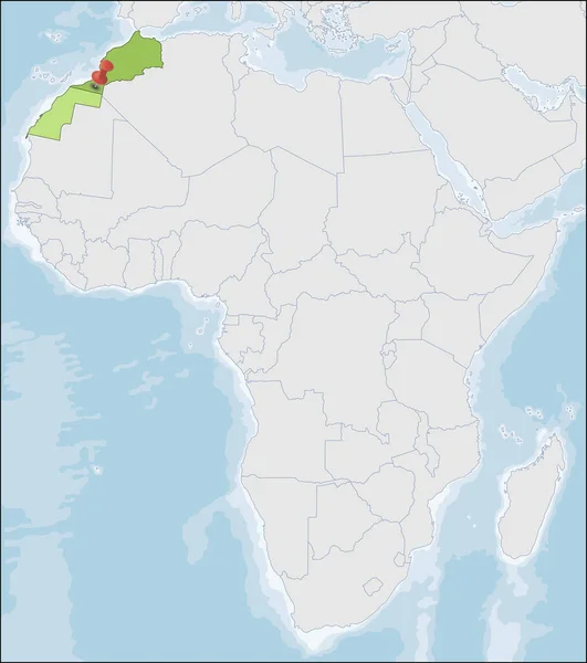 Królestwo Maroka lokalizacja na mapie Afryki — Wektor stockowy
