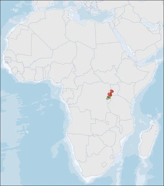 Mapa umístění Republiky Rwanda na mapě — Stockový vektor