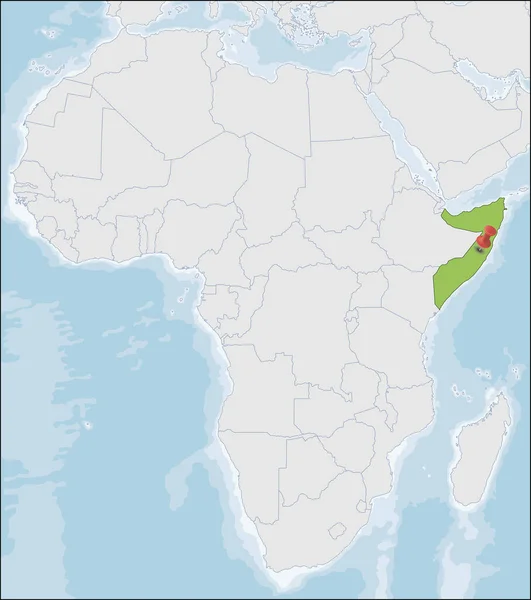 アフリカ地図上のソマリア連邦共和国の位置 — ストックベクタ