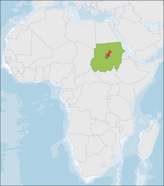República de Sudán ubicación en África mapa — Vector de stock