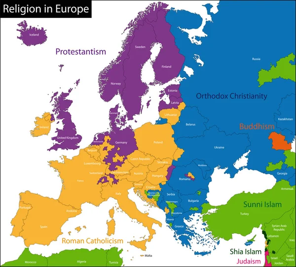 Vector illustration of Predominant religious in Europe — Stock Vector