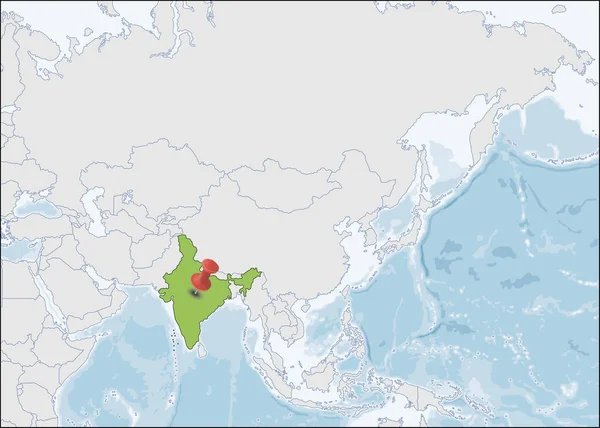 Republika Indii lokalizacja na mapie Azji — Wektor stockowy