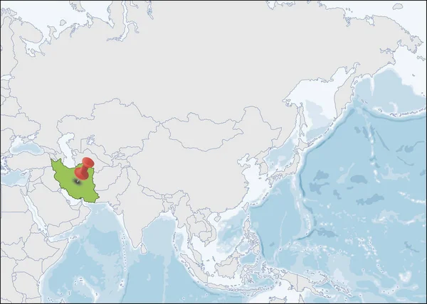 伊朗伊斯兰共和国在亚洲地图上的位置 — 图库矢量图片