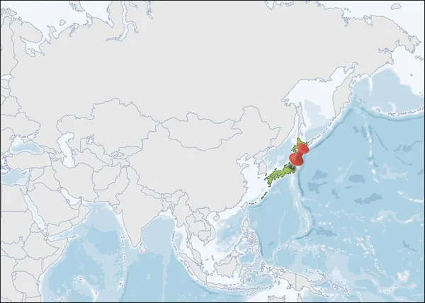 Mapa da localização de Japão no mapa de Ásia —  Vetores de Stock
