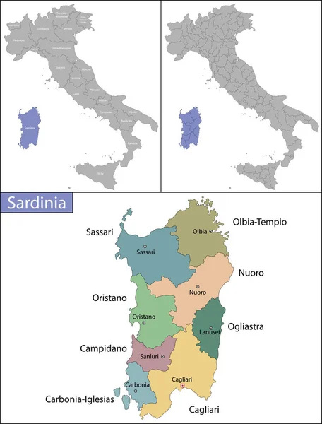 Sardinia is an island in the Mediterranean Sea — Stock Vector