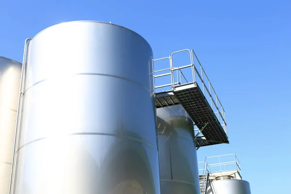 Steel tanks at winery — Stock Photo, Image