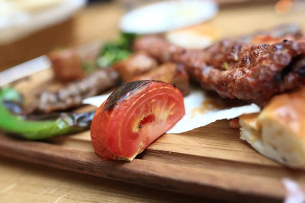 Grilled tomato with kebab — Stock Photo, Image