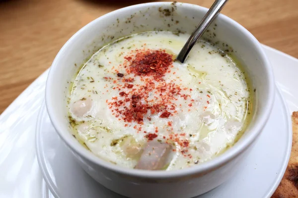 Plate with yogurt soup — Stock Photo, Image