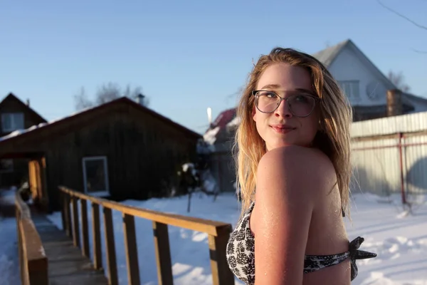 Portrait of teenager after sauna — Stock Photo, Image