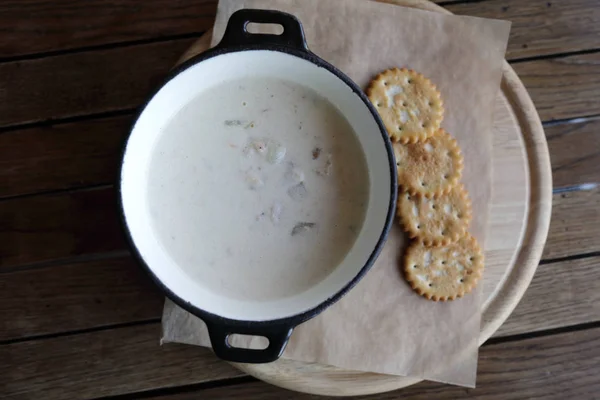 Clam chowder soup on table — Stock Photo, Image