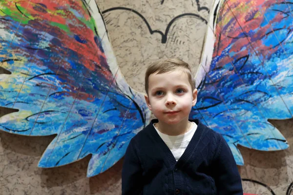 Bambino sullo sfondo delle ali — Foto Stock