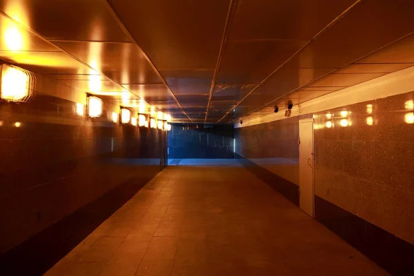 Lighted underpass at night — Stock Photo, Image