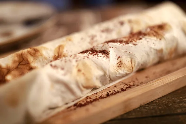 Kebab wrapped in pita — Stock Photo, Image