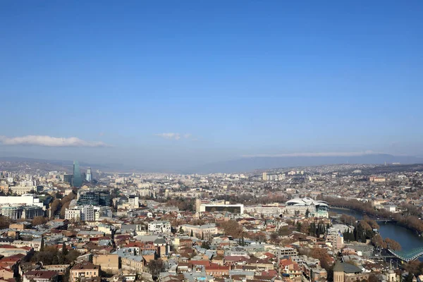 Vy över Tbilisi stad på vintern — Stockfoto