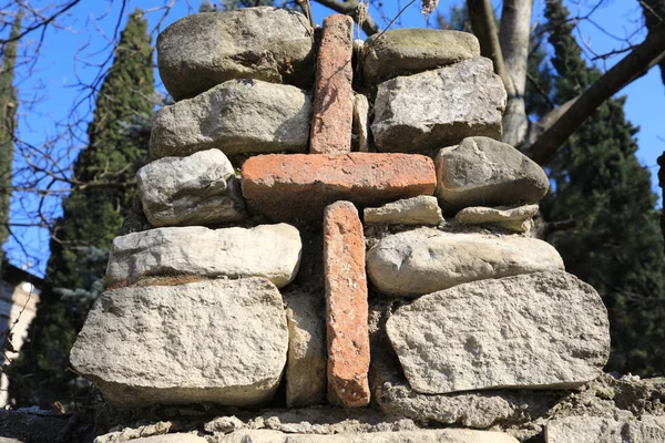 Szczegóły Kamiennego Ogrodzenia Klasztornego Gruzji — Zdjęcie stockowe