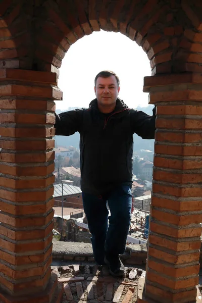 Tourist Glockenturm Der Stadt Signagi Georgien — Stockfoto