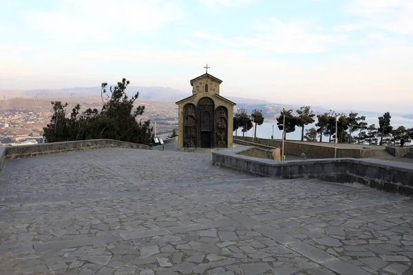 Zicht Kapel Heuvel Tbilisi Georgië — Stockfoto