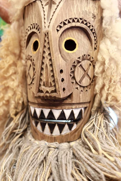 Wooden Mask Mummers Festival Moscow Russia — Stock Photo, Image