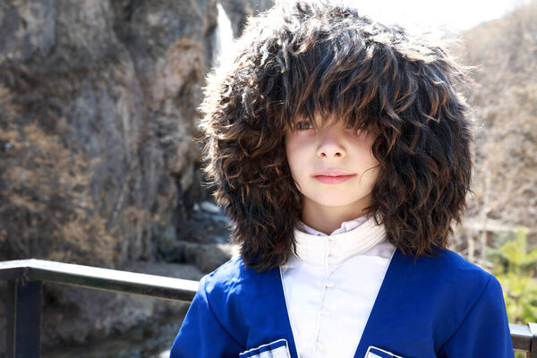 Child in traditional Karachai clothes, Kislovodsk, Russia