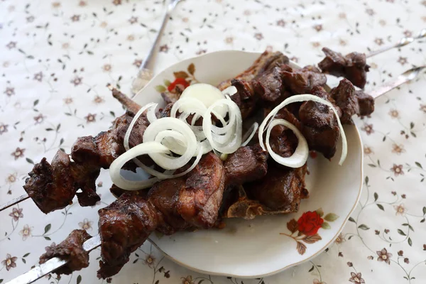 Chanclas Con Carne Res Plato Restaurante —  Fotos de Stock