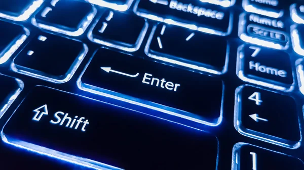 Keyboard neon dengan tombol enter . — Stok Foto