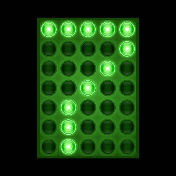 Nummer zeven 7 op groene Led display. vector eps 10 — Stockvector