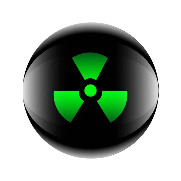 Radyasyon Simgesi Siyah Yeşil Top Şeklinde Vektör — Stok Vektör