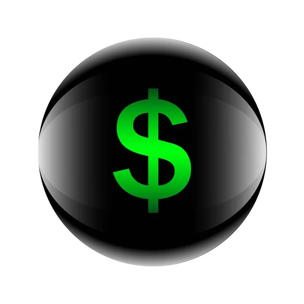 Icono Del Dólar Negro Verde Forma Bola Vector Eps — Vector de stock