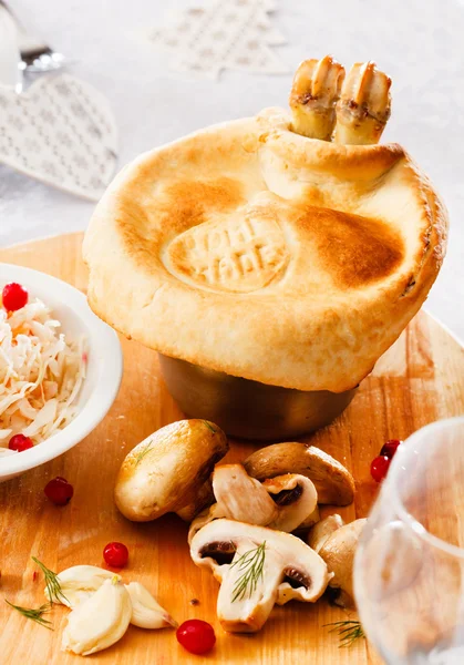 Gebakken champignons Pot-Pie — Stockfoto