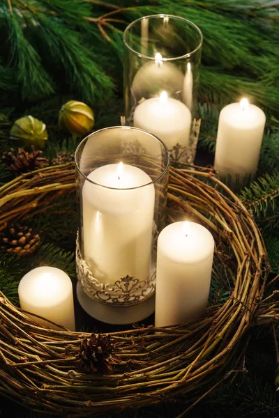 Candele bianche di Natale — Foto Stock