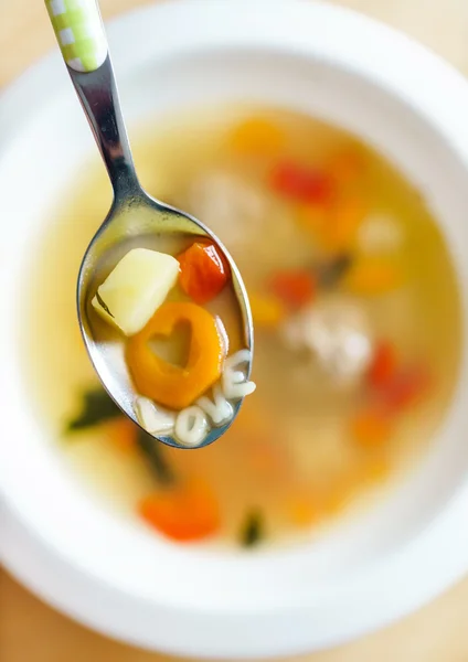 Soup Message in spoon — Stock Photo, Image