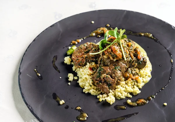 Couscous cooked with meat — Stock Photo, Image