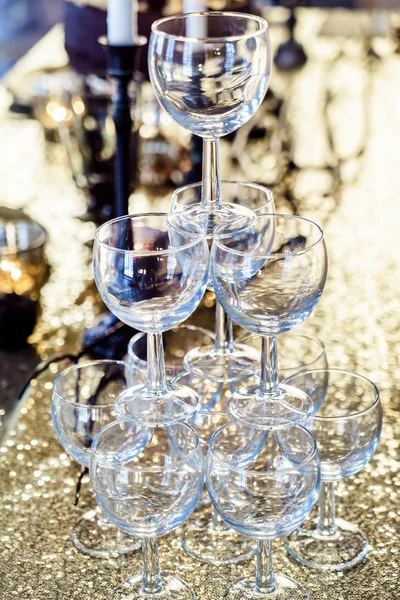 Champagne glasses tower — Stock Photo, Image