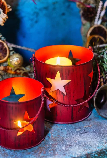 Velas de Natal vermelhas — Fotografia de Stock
