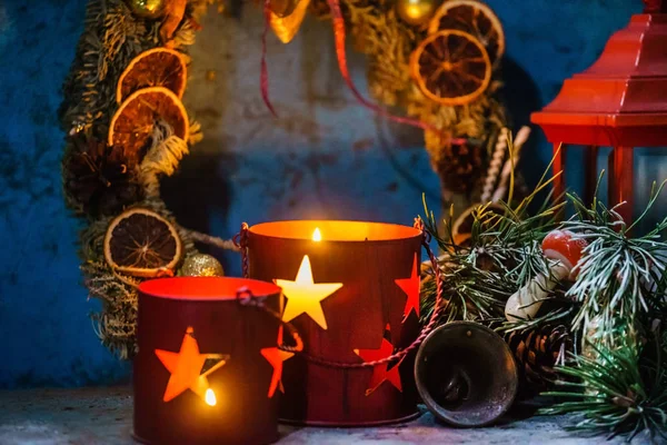 Velas de Natal vermelhas — Fotografia de Stock