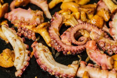 Cantharellus cibarius kızarmış ahtapot