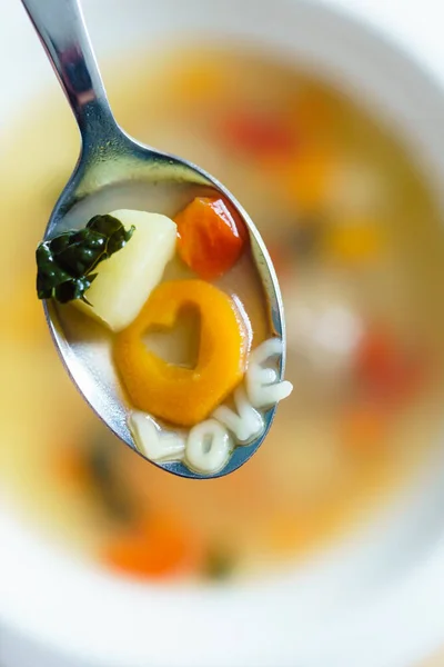 Soup Message in spoon — Stock Image Soup Message in spoon Stock Image