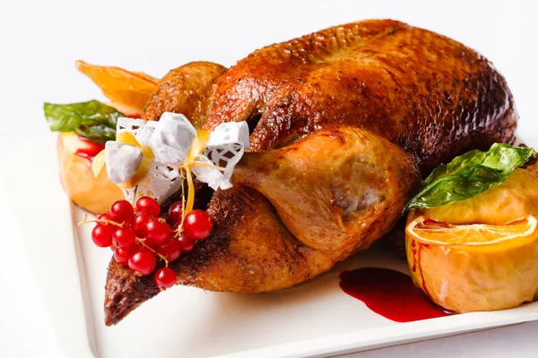 Roasted turkey on plate — Stock Photo, Image