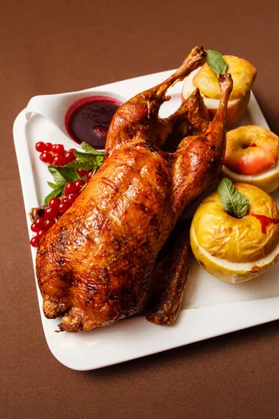 Roasted turkey on plate — Stock Photo, Image