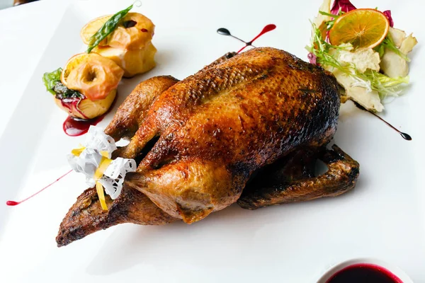 Roasted turkey on plate — Stock Photo, Image