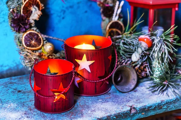 Velas de Natal vermelhas — Fotografia de Stock