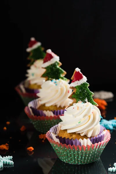 Vakantie ingericht cupcakes — Stockfoto