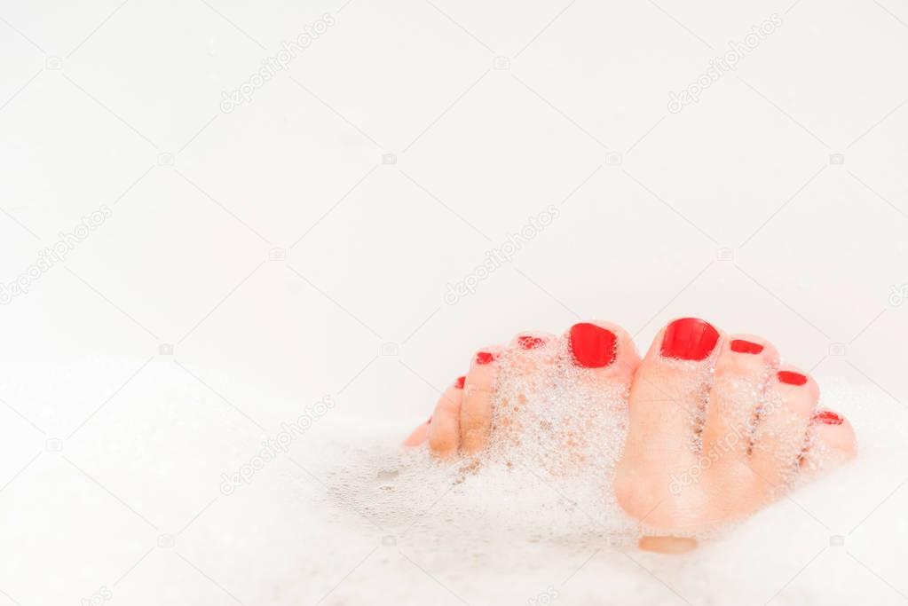 Feet with red nails 