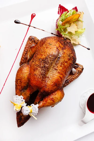 Roasted turkey with sauce — Stock Photo, Image