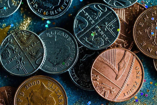 Verschillende Engelse munten — Stockfoto