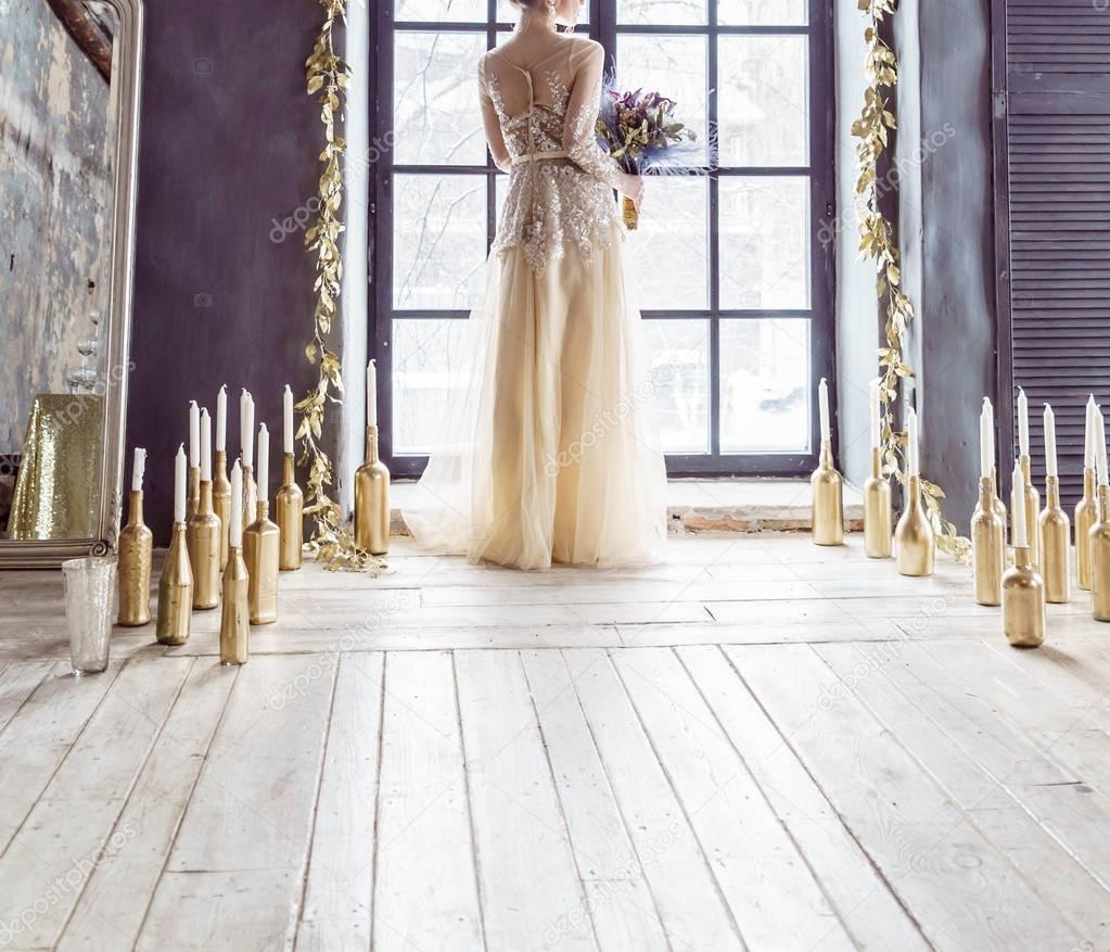 Majestic bride in luxury dress