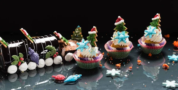 Heldere kerst cupcakes — Stockfoto