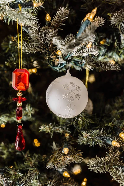 Christmas tree with ball — Stock Photo, Image