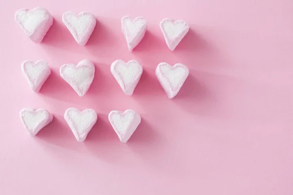 Marshmallows em forma de coração — Fotografia de Stock