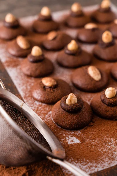 Chocolate cookies with almonds — Stock Photo, Image